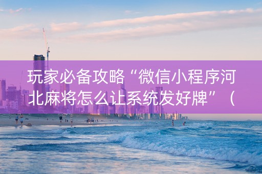 玩家必备攻略“微信小程序河北麻将怎么让系统发好牌”（辅助器插件)