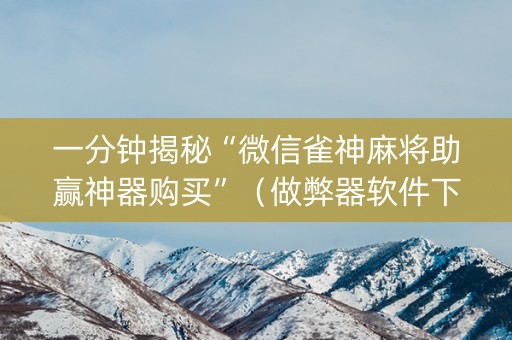 一分钟揭秘“微信雀神麻将助赢神器购买”（做弊器软件下载)