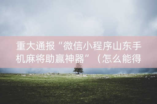 重大通报“微信小程序山东手机麻将助赢神器”（怎么能得到好牌)