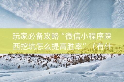 玩家必备攻略“微信小程序陕西挖坑怎么提高胜率”（有什么诀窍)