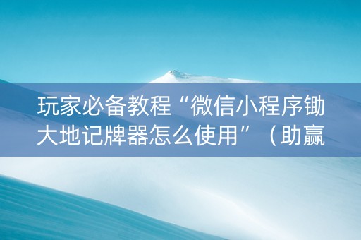 玩家必备教程“微信小程序锄大地记牌器怎么使用”（助赢神器购买)