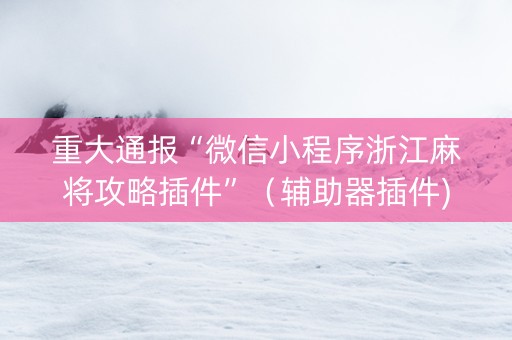 重大通报“微信小程序浙江麻将攻略插件”（辅助器插件)