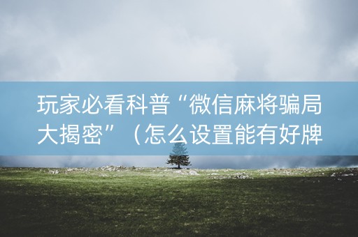玩家必看科普“微信麻将骗局大揭密”（怎么设置能有好牌)