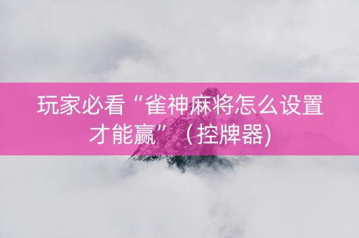 玩家必看“雀神麻将怎么设置才能赢”（控牌器)