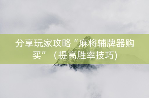 分享玩家攻略“麻将辅牌器购买”（提高胜率技巧)
