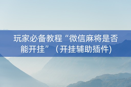 玩家必备教程“微信麻将是否能开挂”（开挂辅助插件)
