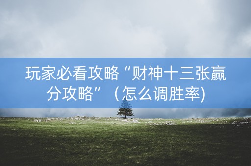 玩家必看攻略“财神十三张赢分攻略”（怎么调胜率)