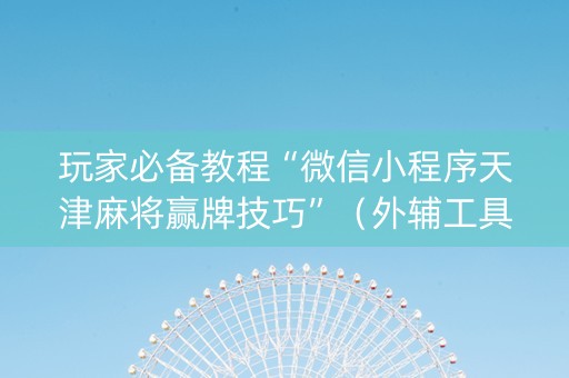 玩家必备教程“微信小程序天津麻将赢牌技巧”（外辅工具)