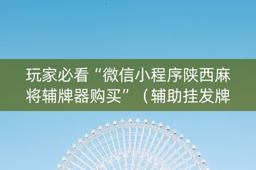 玩家必看“微信小程序陕西麻将辅牌器购买”（辅助挂发牌规律)