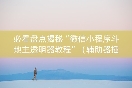 必看盘点揭秘“微信小程序斗地主透明器教程”（辅助器插件)