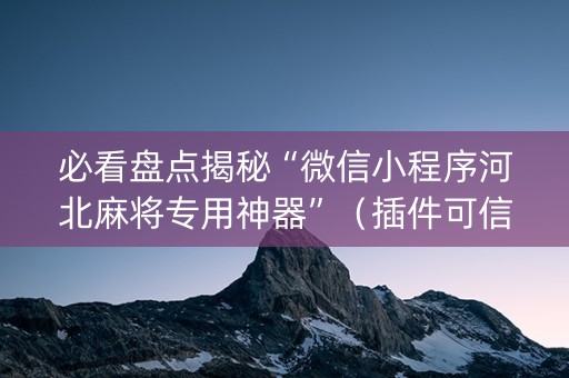 必看盘点揭秘“微信小程序河北麻将专用神器”（插件可信吗)