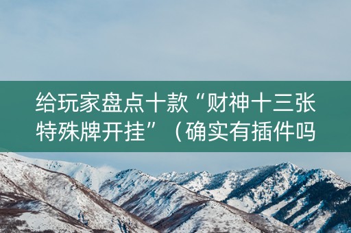 给玩家盘点十款“财神十三张特殊牌开挂”（确实有插件吗)