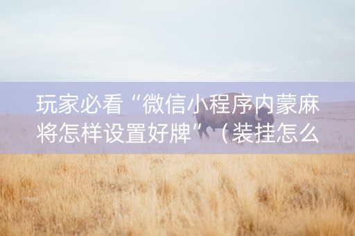 玩家必看“微信小程序内蒙麻将怎样设置好牌”（装挂怎么安装)
