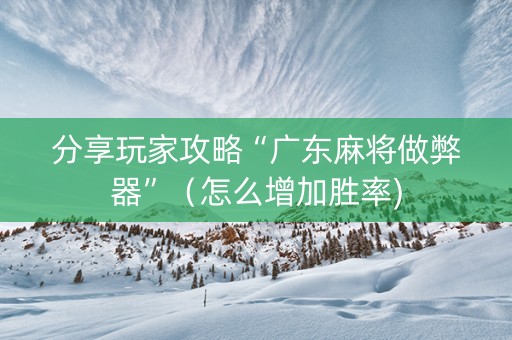 分享玩家攻略“广东麻将做弊器”（怎么增加胜率)