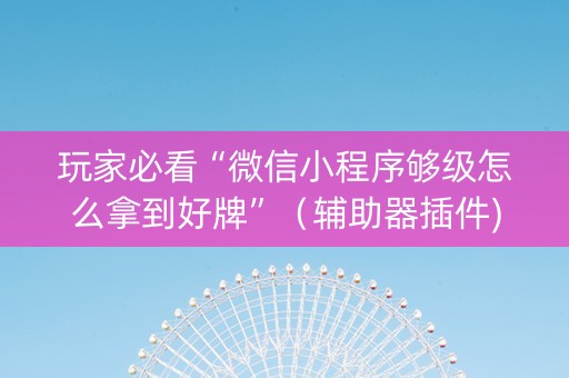 玩家必看“微信小程序够级怎么拿到好牌”（辅助器插件)