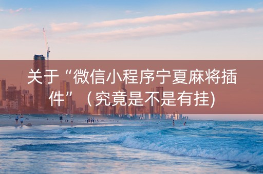关于“微信小程序宁夏麻将插件”（究竟是不是有挂)