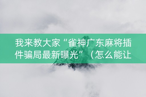 我来教大家“雀神广东麻将插件骗局最新曝光”（怎么能让牌好一点)