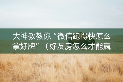 大神教教你“微信跑得快怎么拿好牌”（好友房怎么才能赢)