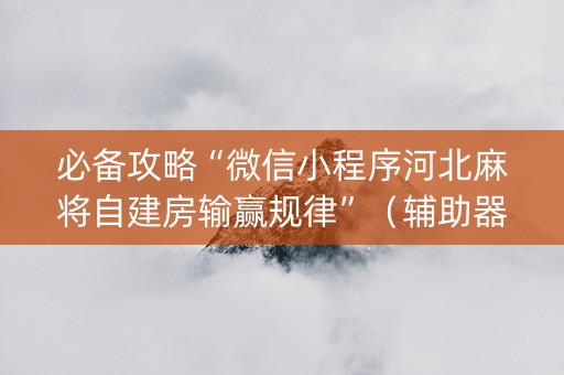 必备攻略“微信小程序河北麻将自建房输赢规律”（辅助器插件)