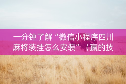 一分钟了解“微信小程序四川麻将装挂怎么安装”（赢的技巧规律)