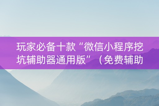 玩家必备十款“微信小程序挖坑辅助器通用版”（免费辅助)
