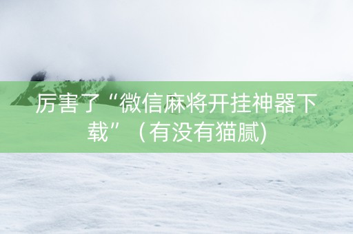 厉害了“微信麻将开挂神器下载”（有没有猫腻)
