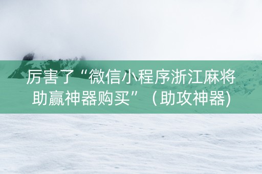 厉害了“微信小程序浙江麻将助赢神器购买”（助攻神器)