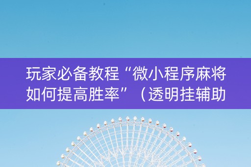 玩家必备教程“微小程序麻将如何提高胜率”（透明挂辅助器)