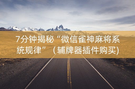 7分钟揭秘“微信雀神麻将系统规律”（辅牌器插件购买)