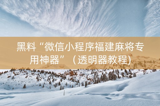 黑料“微信小程序福建麻将专用神器”（透明器教程)