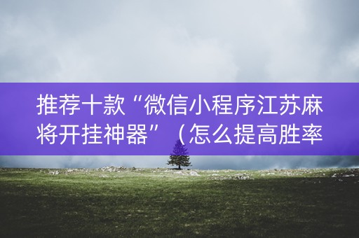 推荐十款“微信小程序江苏麻将开挂神器”（怎么提高胜率)