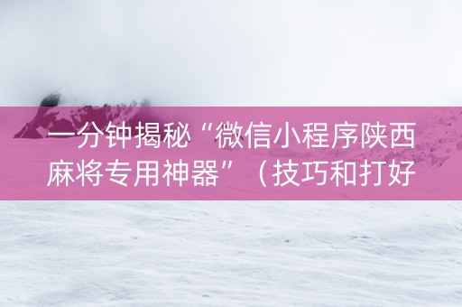一分钟揭秘“微信小程序陕西麻将专用神器”（技巧和打好牌方法)