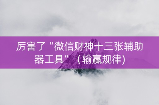 厉害了“微信财神十三张辅助器工具”（输赢规律)