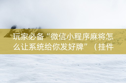 玩家必备“微信小程序麻将怎么让系统给你发好牌”（挂件神器)