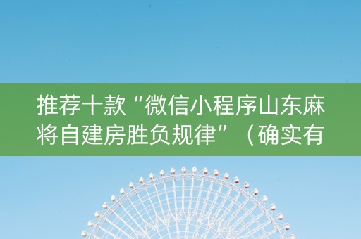 推荐十款“微信小程序山东麻将自建房胜负规律”（确实有插件吗)