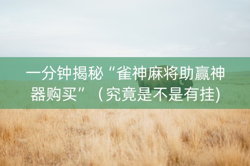一分钟揭秘“雀神麻将助赢神器购买”（究竟是不是有挂)