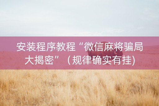 安装程序教程“微信麻将骗局大揭密”（规律确实有挂)