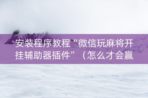 安装程序教程“微信玩麻将开挂辅助器插件”（怎么才会赢)