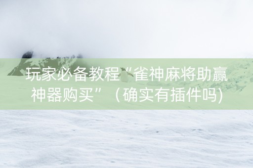玩家必备教程“雀神麻将助赢神器购买”（确实有插件吗)