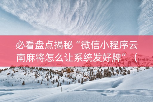 必看盘点揭秘“微信小程序云南麻将怎么让系统发好牌”（做弊器软件下载)