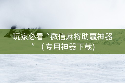 玩家必看“微信麻将助赢神器”（专用神器下载)