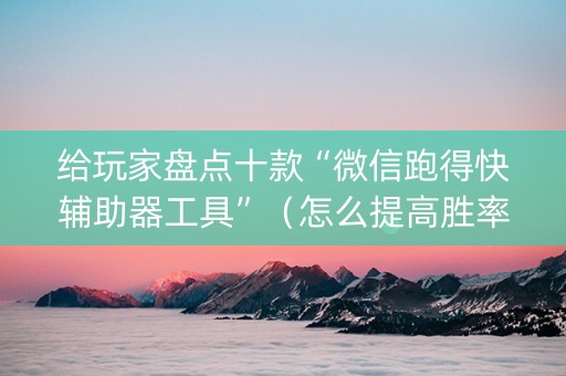 给玩家盘点十款“微信跑得快辅助器工具”（怎么提高胜率)
