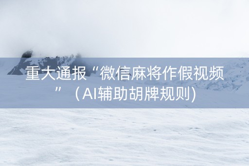 重大通报“微信麻将作假视频”（AI辅助胡牌规则)