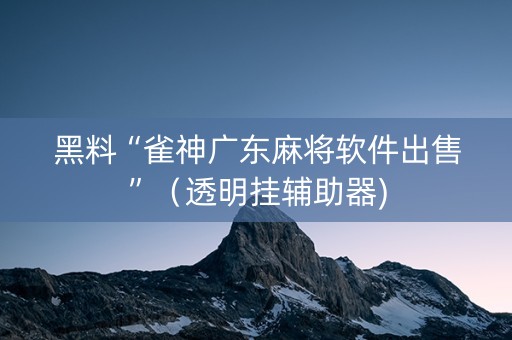 黑料“雀神广东麻将软件出售”（透明挂辅助器)