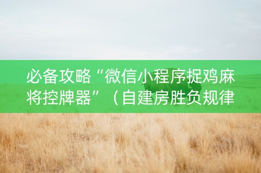 必备攻略“微信小程序捉鸡麻将控牌器”（自建房胜负规律)