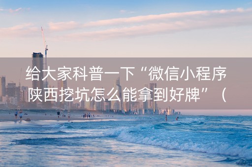 给大家科普一下“微信小程序陕西挖坑怎么能拿到好牌”（外辅工具)