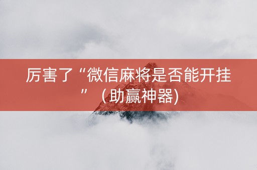 厉害了“微信麻将是否能开挂”（助赢神器)