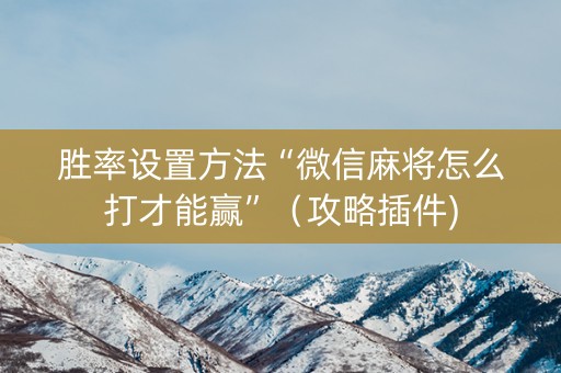 胜率设置方法“微信麻将怎么打才能赢”（攻略插件)