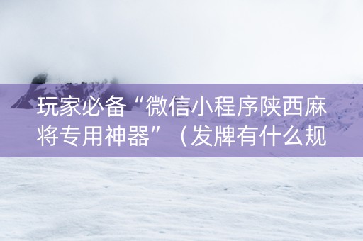玩家必备“微信小程序陕西麻将专用神器”（发牌有什么规律吗)