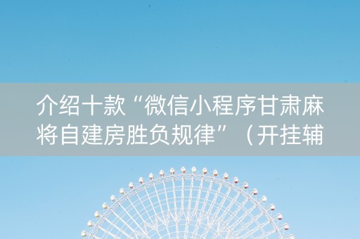 介绍十款“微信小程序甘肃麻将自建房胜负规律”（开挂辅助器插件)